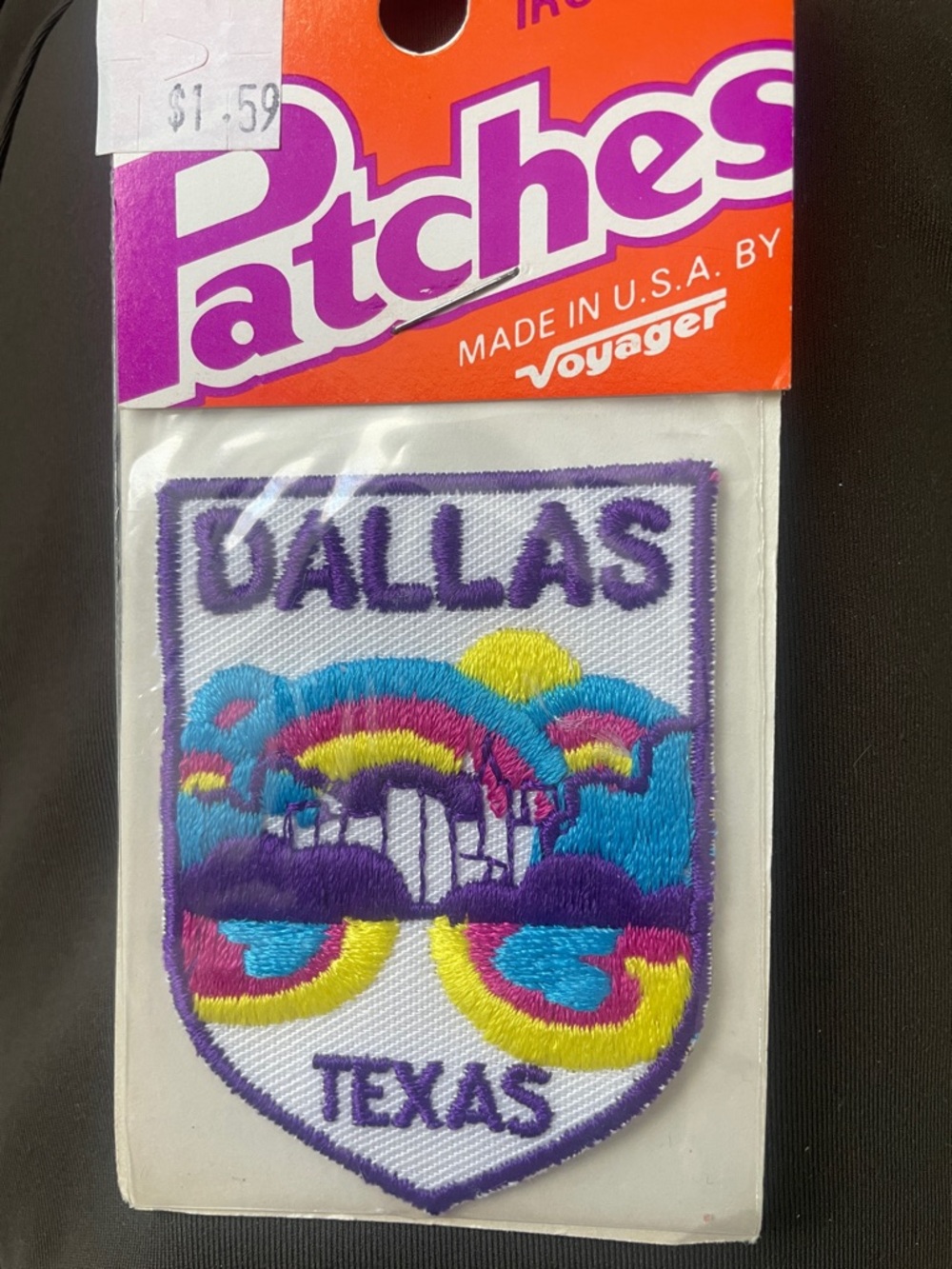 Vintage Dallas Texas Embroidered Iron-on Patch in original package